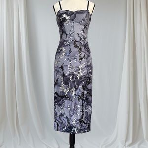 Dress the Population Gray Black Sheath Cocktail Dress Size S NWOT